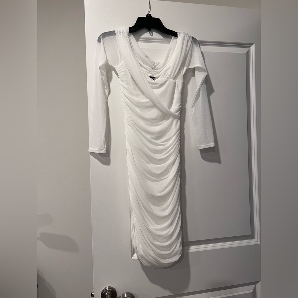 Shein white off shoulder bodycon dress